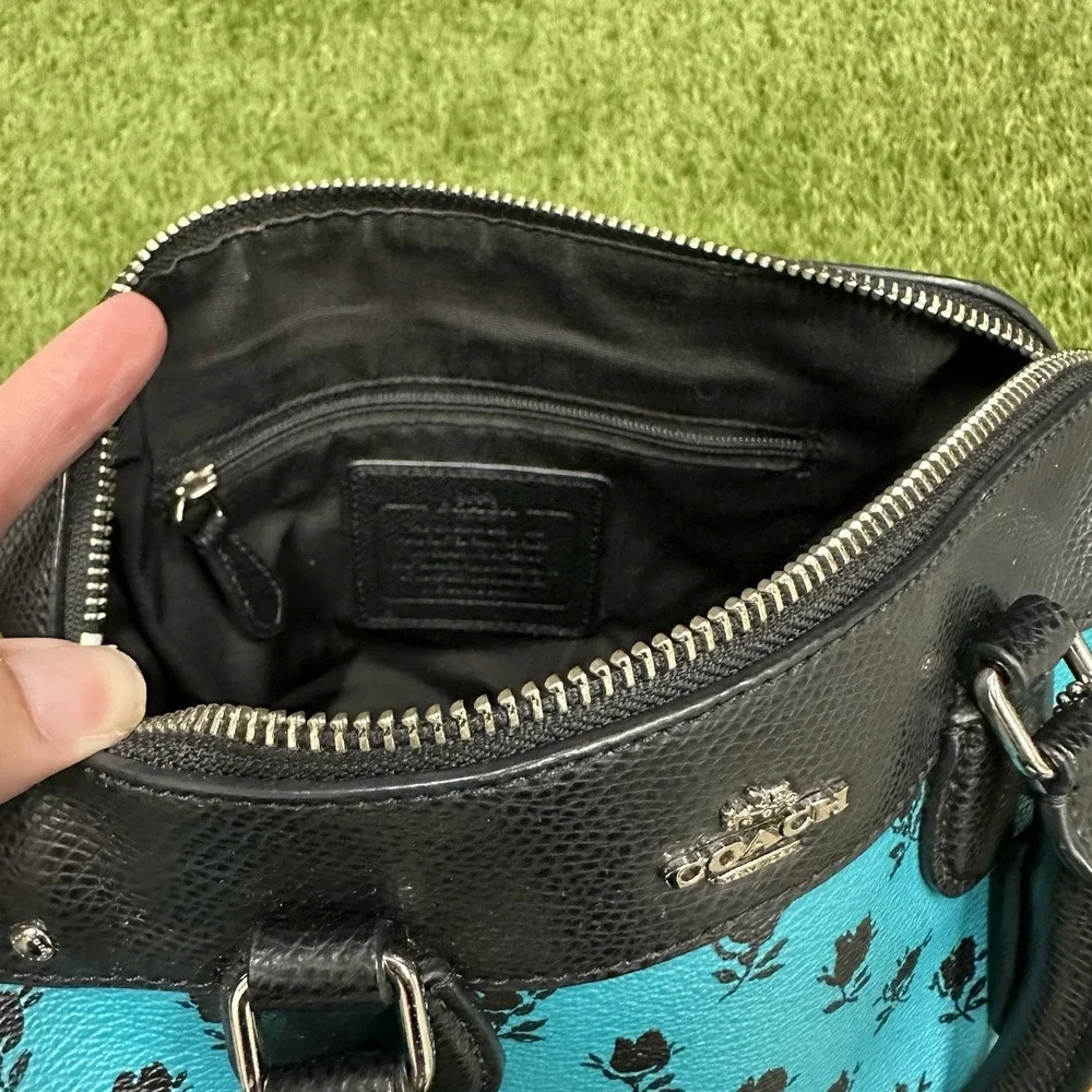 Coach Mini Bennett Crossbody Satchel Badlands Floral Turquoise Print Shoulder‎
